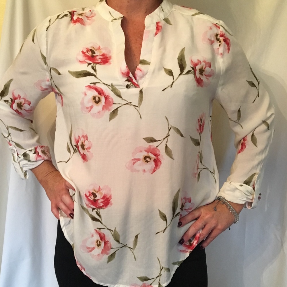 Blu Pepper, mandarin collar, 3/4 roll up button